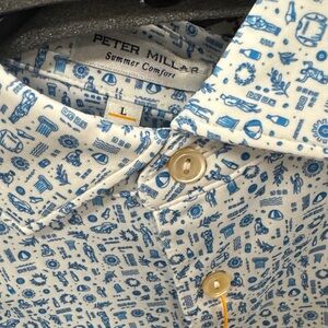 Peter Millar White and Blue Graphic Men's Shirt